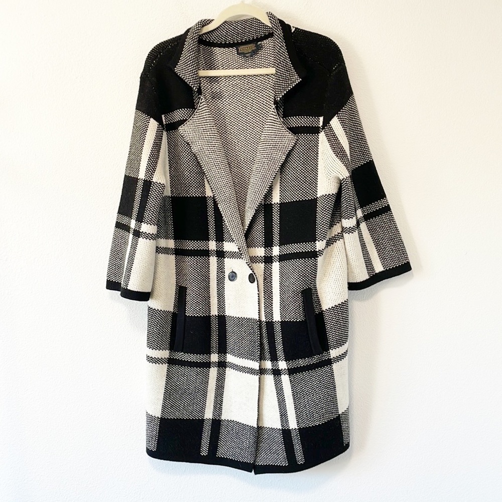 100% Merino Wool Pendleton Block Plaid  Coatigan Sweater Size Large - Picture 13 of 16